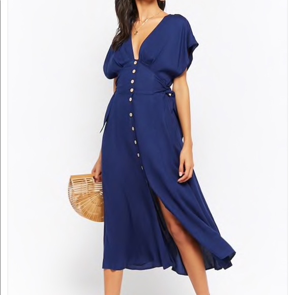 Forever 21 Button Front Midi with Self-Tie Sides - Picture 1 of 3